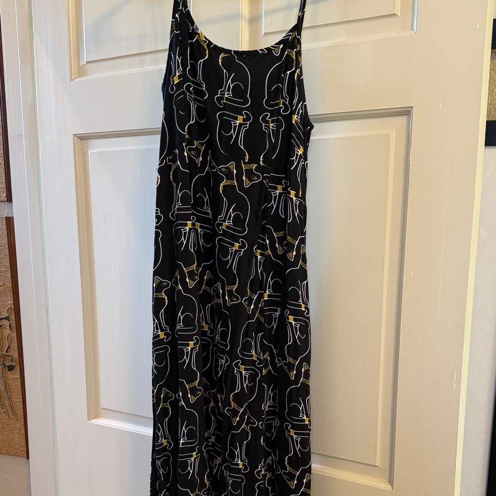 Black Dress with Cat Print